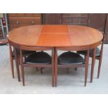 HANS OLSEN FOR FREM ROJLE MID 20th CENTURY TEAK EXTENDING DINING TABLE WITH SIX CHAIRS