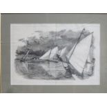 WILLIAM LIONEL WYLLIE, FRAMED MONOCHROME PRINT, 'ICE YACHTING ON THE DELAWARE RIVER, USA',