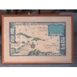 FRAMED MAP OF THE WEST INDIES AND THE SPANISH MAIN,