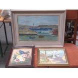 E W MITCHELL OIL ON BOARD PLUS TWO OTHER SMALLER OIL ON BOARD PICTURES