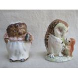 TWO BESWICK BEATRIX POTTER FIGURE- MRS TIGGY-WINKLE AND OLD MR BROWN