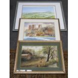 THREE VARIOUS FRAMED WATERCOLOURS