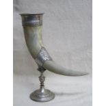 WMF SILVER PLATED AND HORN CORNUCOPIA STAND,