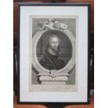 TWO FRAMED MONOCHROME ETCHING DEPICTING FRANCIS BEAUMONT,