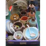 SUNDRY CERAMICS INCLUDING DENNIS FOWLER STUDIO POTTERY VASE AND GLENSHEE POTTERY JUG, ETC.