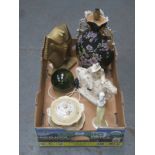 SUNDRY CERAMICS INCLUDING TABLE LAMP, SMALL SOUP TUREEN AND EGYPTIAN BUST, ETC.