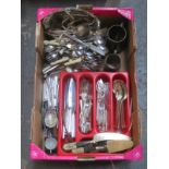 BOX CONTAINING SILVER PLATED FLATWARE, PART SET OF SIX STARS,