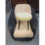 ART DECO STYLE UPHOLSTERED ARMCHAIR WITH FOOT STOOL