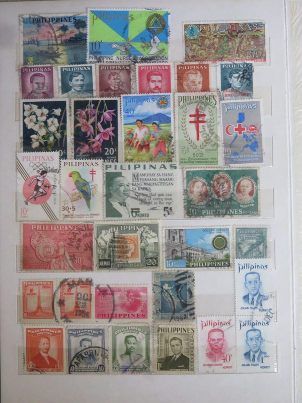 COLLECTION OF SEVEN VARIOUS STAMP ALBUMS, MAINLY FOREIGN, ETC.