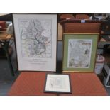 THREE VARIOUS FRAMED MAPS INCLUDES ONE BY J BARTHOLOMEW