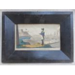 SMALL POLYCHROME ENGRAVING DEPICTING BONAPARTE'S ESCAPE FROM ELBA, FEB 26, 1815,