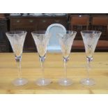 SET OF FOUR WATERFORD STEMMED DRINKING GLASSES,