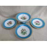 GILDED AND HANDPAINTED SEVEN PIECE DESSERT SERVICE