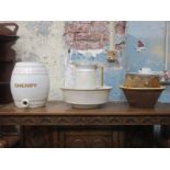 CERAMIC SHERRY DISPENSER, JUG AND BOWL SET,