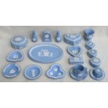 PARCEL OF WEDGWOOD JASPERWARE, APPROXIMATELY TWENTY PIECES INCLUDING CLOCK,