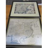 FRAMED EMANUEL BOWEN MAP OF CHINA PLUS ANOTHER MAP OF CHINA