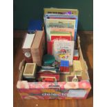 SUNDRY LOT INCLUDING CHILDREN'S AND COMMEMORATIVE VOLUMES, PLAYING CARDS, MARBLES,