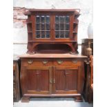 ART NOUVEAU MAHOGANY SIDEBOARD WITH ASTRAGAL GLAZED DOORS