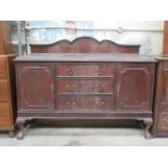 PIE CRUST EDGED MAHOGANY SIDEBOARD WITH BALL AND CLAW SUPPORTS