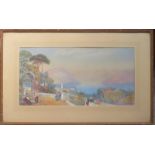 CHARLES ROWBOTHAM, FRAMED WATERCOLOUR DEPICTING AN ITALIAN LAKESIDE SCENE,