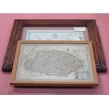 SMALL FRAMED THOMAS KITCHEN MAP OF NORFOLK PLUS ANOTHER SMALL FRAMED MAP OF CHESHIRE