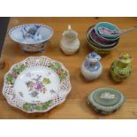 SMALL PARCEL OF ORIENTAL CERAMICS, AND ALSO TWO PIECES OF ROYAL CROWN DERBY,