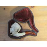 CASED FIGURE FORM MEERSCHAUM SMOKER'S PIPE (AT FAULT)