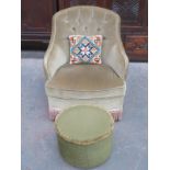 UPHOLSTERED BEDROOM CHAIR WITH FOOT STOOL