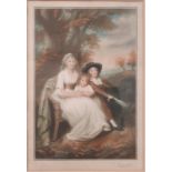 VICTORIAN FRAMED POLYCHROME PRINT PENCIL SIGNED AND WITH KFE BLIND STAMP 53cm X 36cm