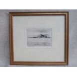 JOSEPH BURNS, FRAMED MONOCHROME ETCHING OF DUMBARTON CASTLE FROM LANGBANK,