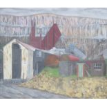 JOHN McASEY, UNFRAMED OIL ON CANVAS DEPICTING LLANBERAS SLATE QUARRY,