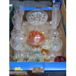 PARCEL OF GLASSWARE INCLUDING SIX STUART GLASSES AND ETCHED TAZZA, ETC.