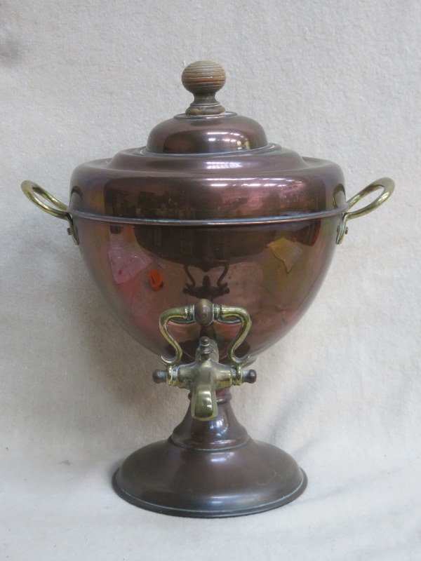 VINTAGE COPPER SAMOVAR WITH BRASS HANDLES AND TAP,