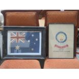 EMBROIDERED KING ROYAL HUSSARS PLUS SMALL FRAMED NEW ZEALAND FLAG