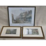 SET OF FOUR POLYCHROME HUNTING PRINTS PLUS PRINT OF WATERGATE STREET,