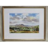 JOSH MAXWELL STUART, FRAMED WATERCOLOUR, ' EILDON HILLS FROM SCOTS VIEW',