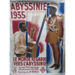 Abyssinie 1935 Le Monde Regarde Vers L?Abysinie French film poster, linen backed. 161cms x 118cms