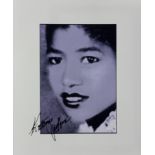 Blue tinted photograph of Katherine Jackson signed 21cms x 15cms