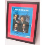 The Four Tops - signed When She Was My Girl sheet music, framed and glazed. 30cms x 23cms