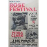 Petula Clark Portland Rose Festival June 10th & 11th 1970 Concert Poster 96.5cms x 63.5cms