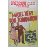 Make Way For Tomorrow Pontiac Theatre Poster, Paramount Pictures, framed and glazed. 55cms x 35cms