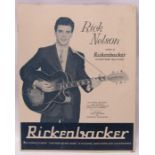 Rick Nelson Rickenbacker Promotional board advertising Rickenbacker Custom Guitar 1950?s 36cms x