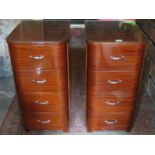 Pair of mid 20th century art deco style Flo-Related four drawer bedside chests / nightstands