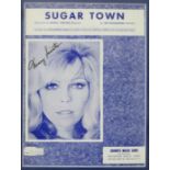 Nancy Sinatra - signed Sugar Town sheet music, framed and glazed. 29.5cms x 22cms