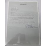 Robert Mitchum typed Thank You letter January 22nd 1985 to David Gest signed at bottom with black