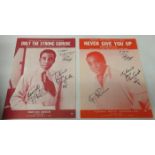 Jerry Butler, Leon Huff & Kenny Gamble three signed music sheets Hey Western Union Man, Never Give