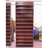 Pair 20th century bespoke highly polished and veneered storage shelves, possibly for CD's