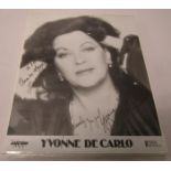 Yvonne De Carlo black and white press photograph signed ?To David there no stoppin you laddo