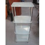 20th century chrome and frosted glass four tier stand