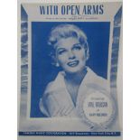 With Open Arms sheet music by Hal David and Burt Bacharach signed by both composers